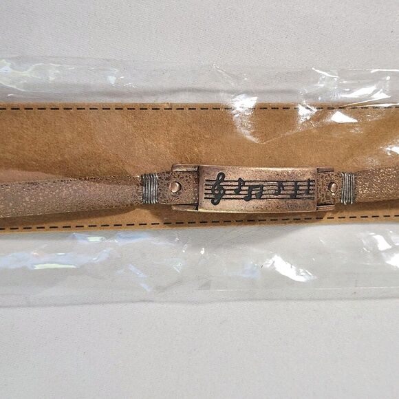 Musical Note Leather Snap Bracelet Unisex Adjustable Music Lover Gift - Picture 3 of 5